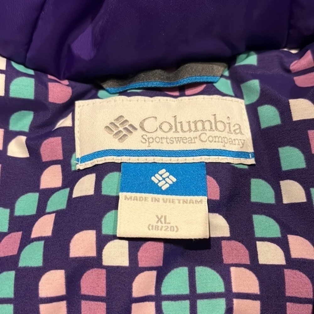 Columbia Youth Horizon Ride hooded Ski jacket in hyper purple print XL - Picture 7 of 15